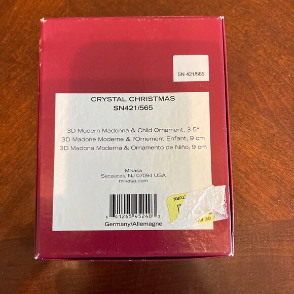 Mikasa Crystal Christmas 3D Madonna & Child Ornament Red Ribbon - Picture 6 of 8